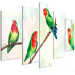 Canvas Lovebirds (5-piece) Wide - colorful birds and leaves 142315 additionalThumb 2