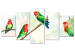 Canvas Lovebirds (5-piece) Wide - colorful birds and leaves 142315