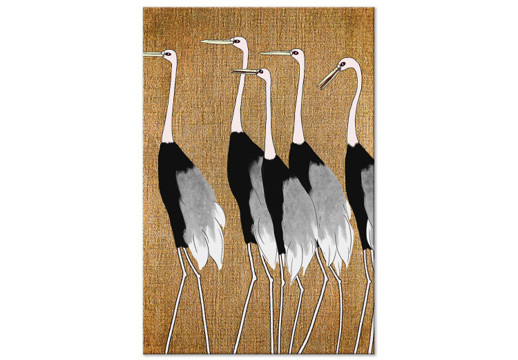 Canvas Art Print Asian Cranes (1-piece) Vertical - birds in Japanese style 142415
