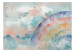 Photo Wallpaper Rainbow dreams - landscape with clouds and flying birds in watercolour style 142515 additionalThumb 1