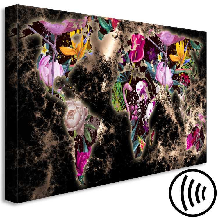 Canvas Jungle Flower Map (1-piece) Wide - colorful abstraction 143415 additionalImage 6