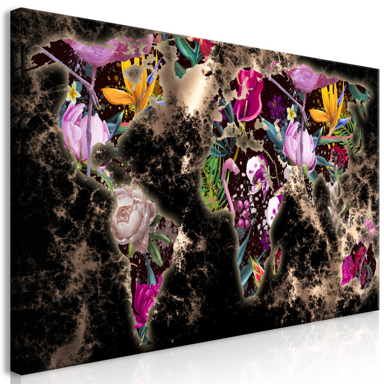 Canvas Jungle Flower Map (1-piece) Wide - colorful abstraction 143415 additionalImage 2