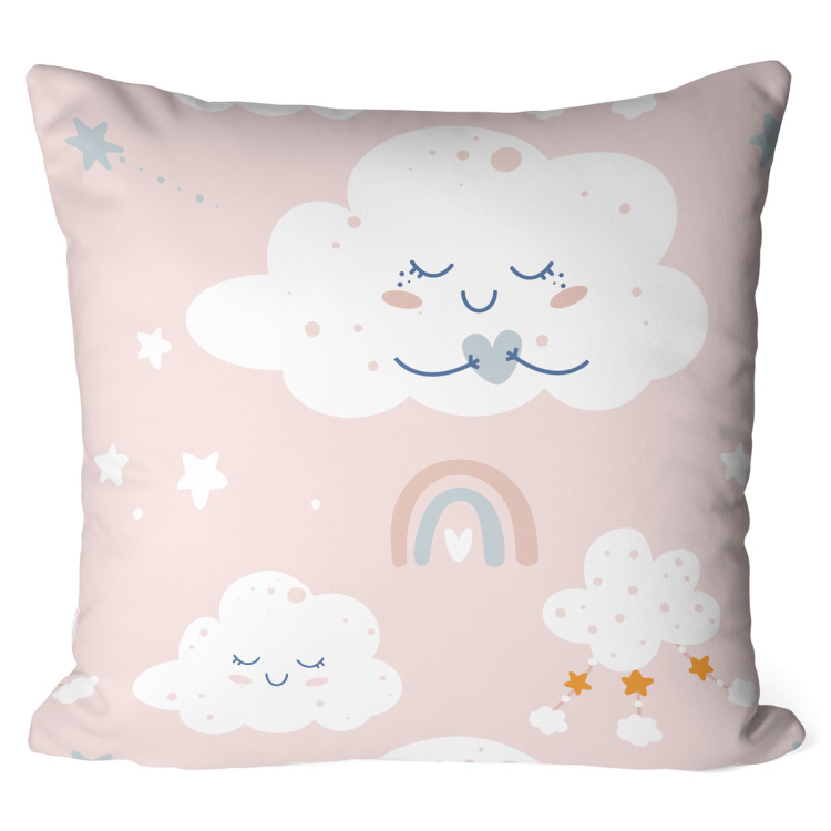 Decorative Microfiber Pillow Cloudscapes - composition in shades of white and pink cushions 147015