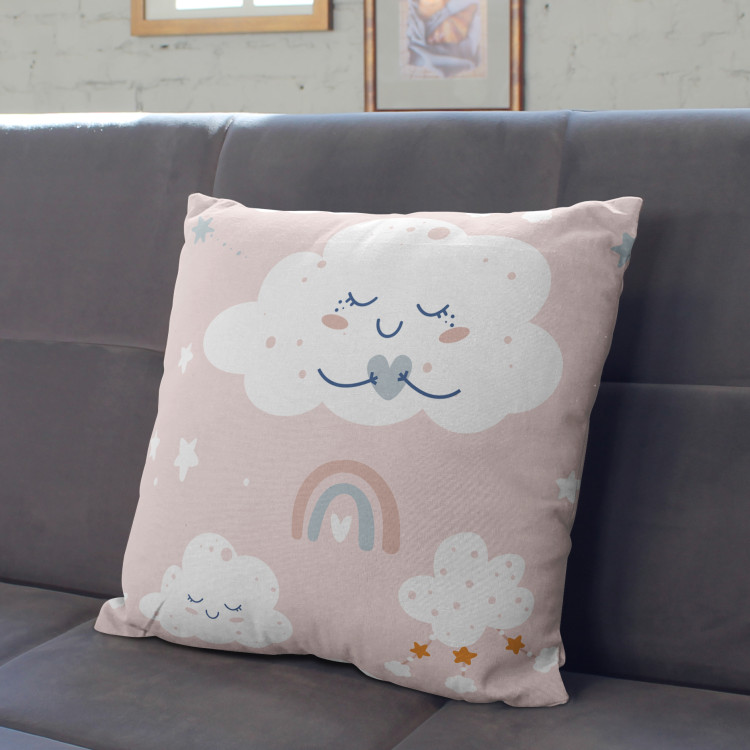 Decorative Microfiber Pillow Cloudscapes - composition in shades of white and pink cushions 147015 additionalImage 3