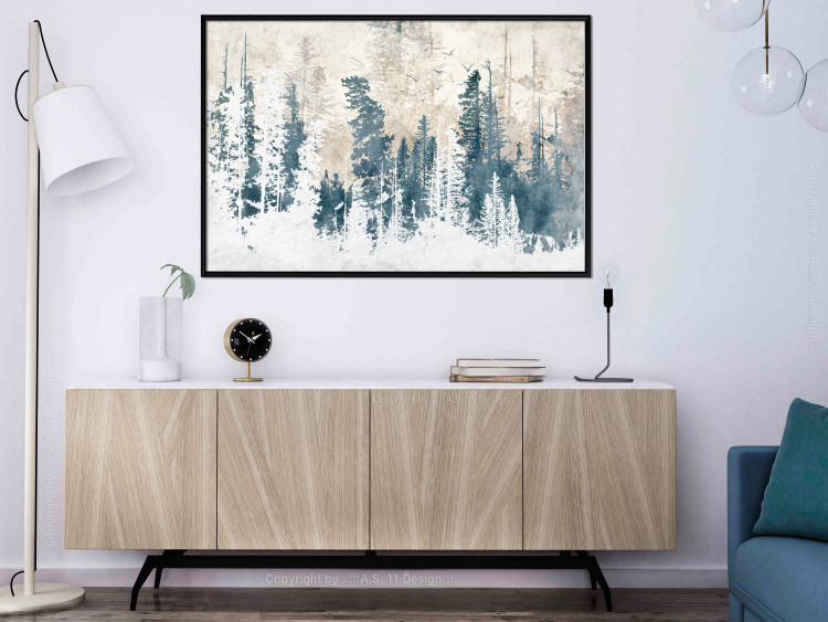 Poster Abstract Grove - Landscape of a Winter Forest With Blue Trees 149015 additionalImage 14