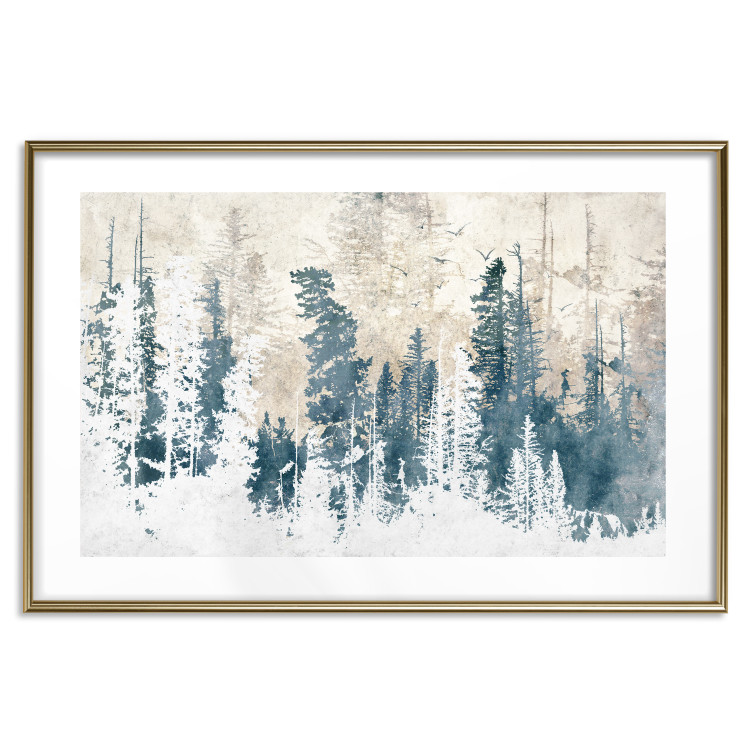 Poster Abstract Grove - Landscape of a Winter Forest With Blue Trees 149015 additionalImage 25