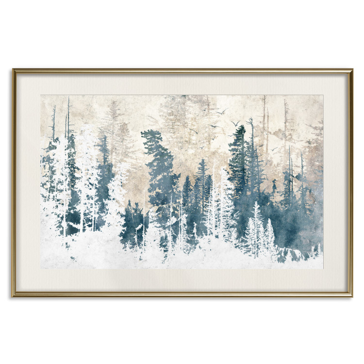 Poster Abstract Grove - Landscape of a Winter Forest With Blue Trees 149015 additionalImage 27