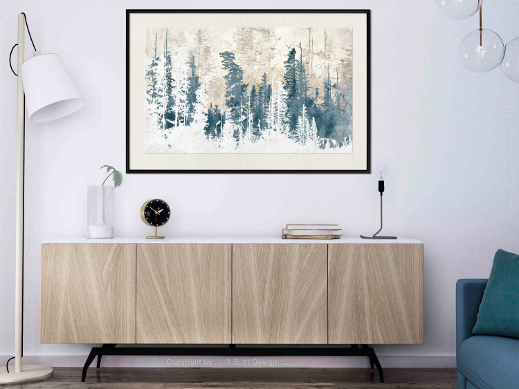 Poster Abstract Grove - Landscape of a Winter Forest With Blue Trees 149015 additionalImage 12