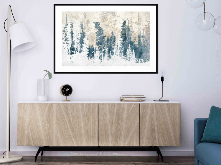 Poster Abstract Grove - Landscape of a Winter Forest With Blue Trees 149015 additionalImage 17