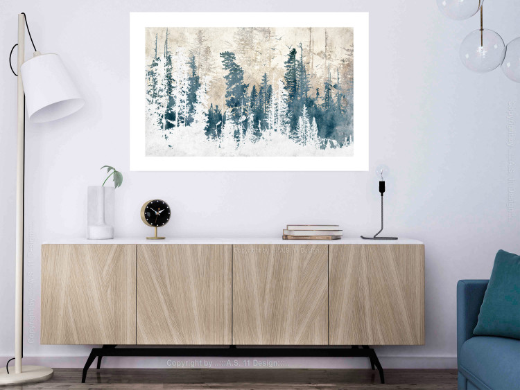 Poster Abstract Grove - Landscape of a Winter Forest With Blue Trees 149015 additionalImage 16