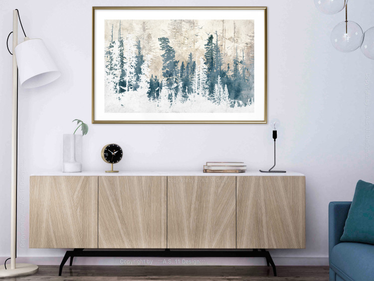 Poster Abstract Grove - Landscape of a Winter Forest With Blue Trees 149015 additionalImage 13