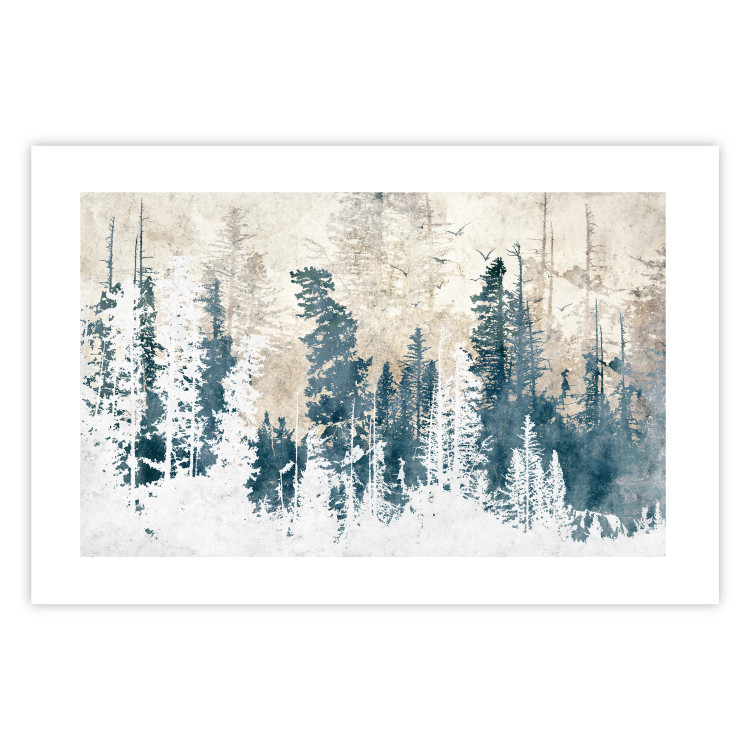 Poster Abstract Grove - Landscape of a Winter Forest With Blue Trees 149015 additionalImage 23