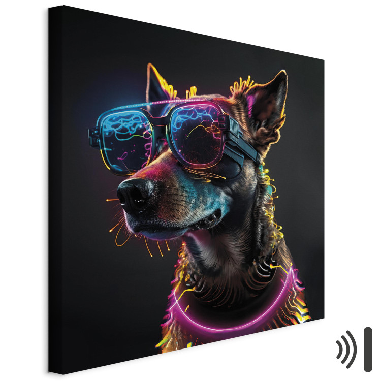 Canvas AI Dog - Pink Cyber Animal With Neon Glasses - Square 150215 additionalImage 8