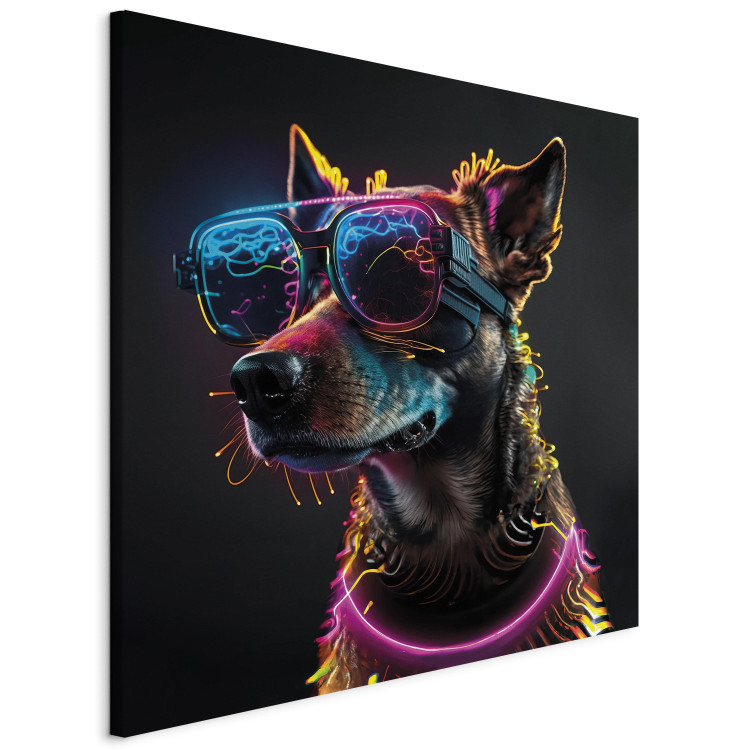 Canvas AI Dog - Pink Cyber Animal With Neon Glasses - Square 150215 additionalImage 2