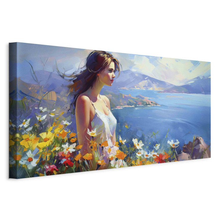 Large canvas print Woman Against the Sea - A Floral Mountain Landscape in the Style of Monet [Large Format] 151115 additionalImage 2