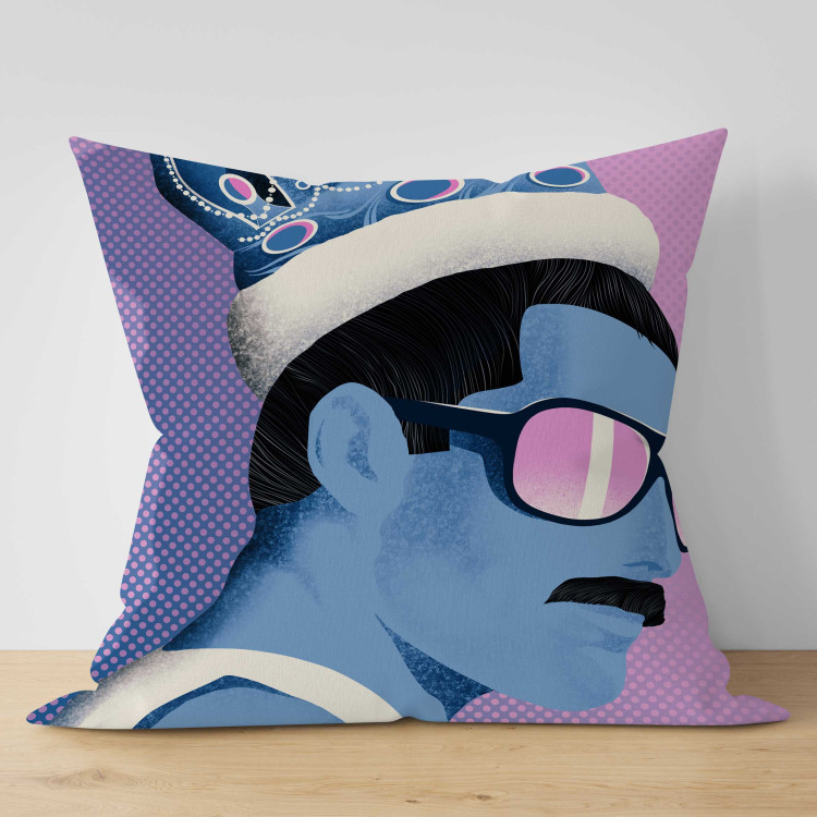 Decorative Microfiber Pillow Freddie - Blue Pop-Art Depicting the Singer of the Band Queen 151315 additionalImage 4