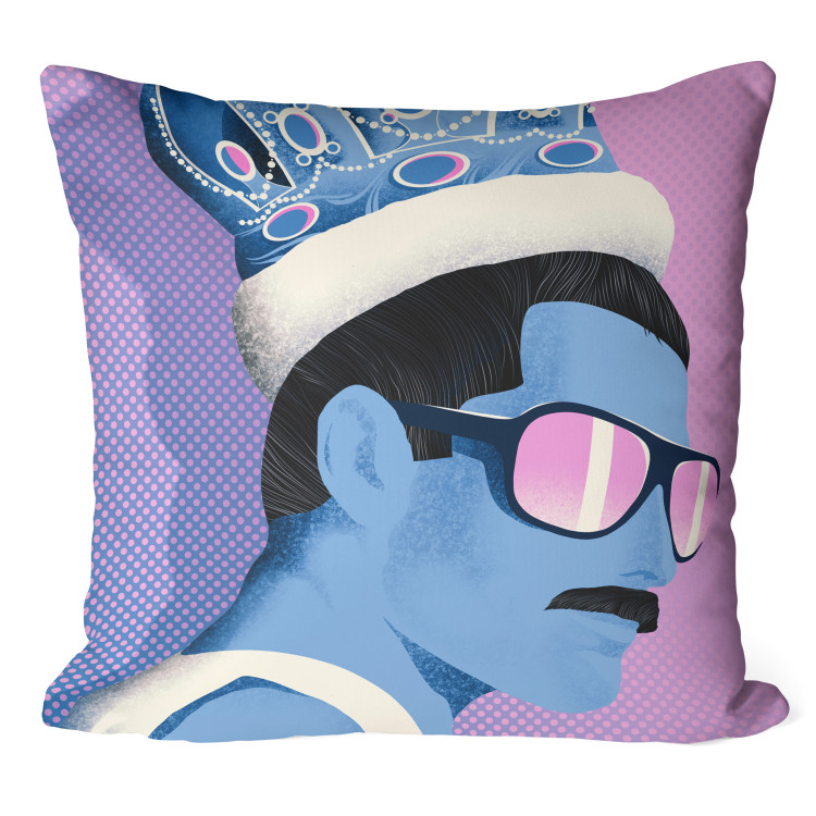 Decorative Microfiber Pillow Freddie - Blue Pop-Art Depicting the Singer of the Band Queen 151315
