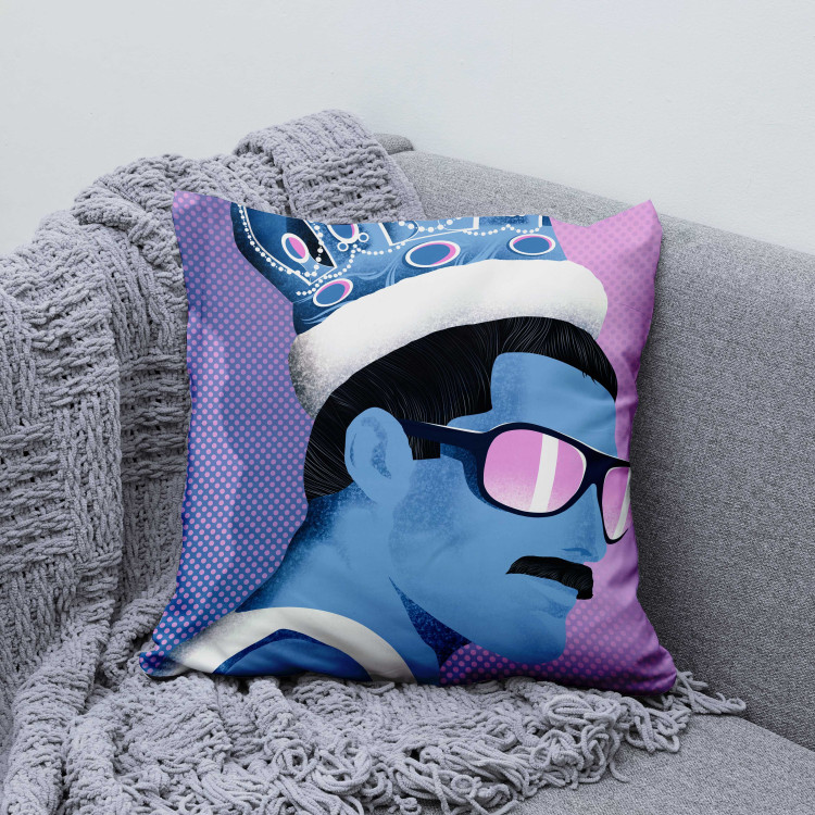 Decorative Microfiber Pillow Freddie - Blue Pop-Art Depicting the Singer of the Band Queen 151315 additionalImage 3