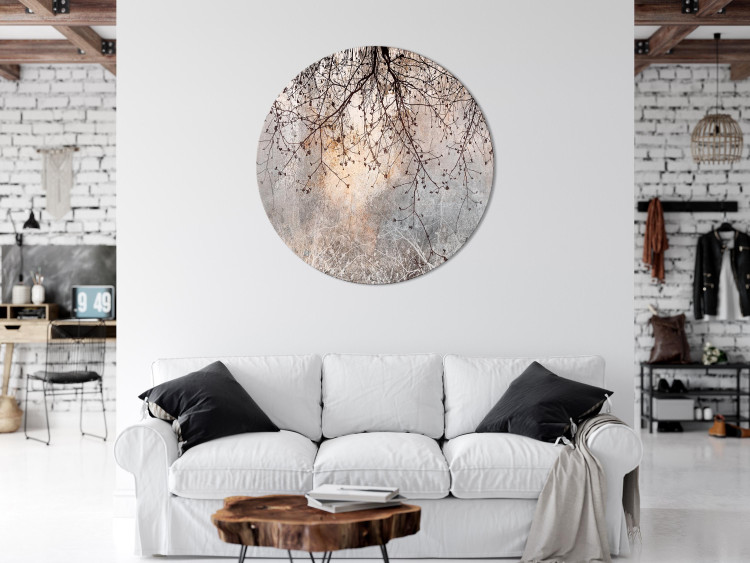 Round Canvas Decorative Tree - Natural Twigs With Flowers in Grays 151515 additionalImage 2