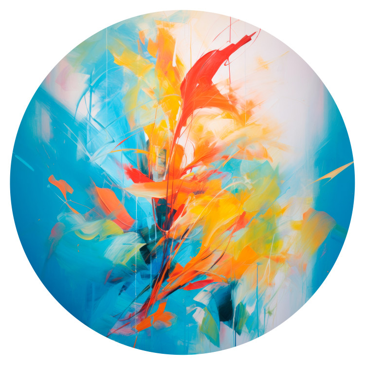 Round wallpaper Dance of Colors - Multicolored Abstraction With Predominance of Yellows and Blues 151615 additionalImage 1