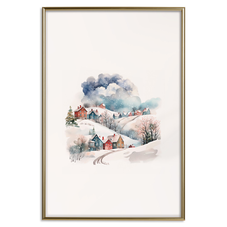 Poster Christmas Village - Watercolor Illustration of a Winter Landscape 151715 additionalImage 23