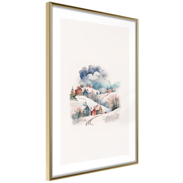 Poster Christmas Village - Watercolor Illustration of a Winter Landscape 151715 additionalImage 7