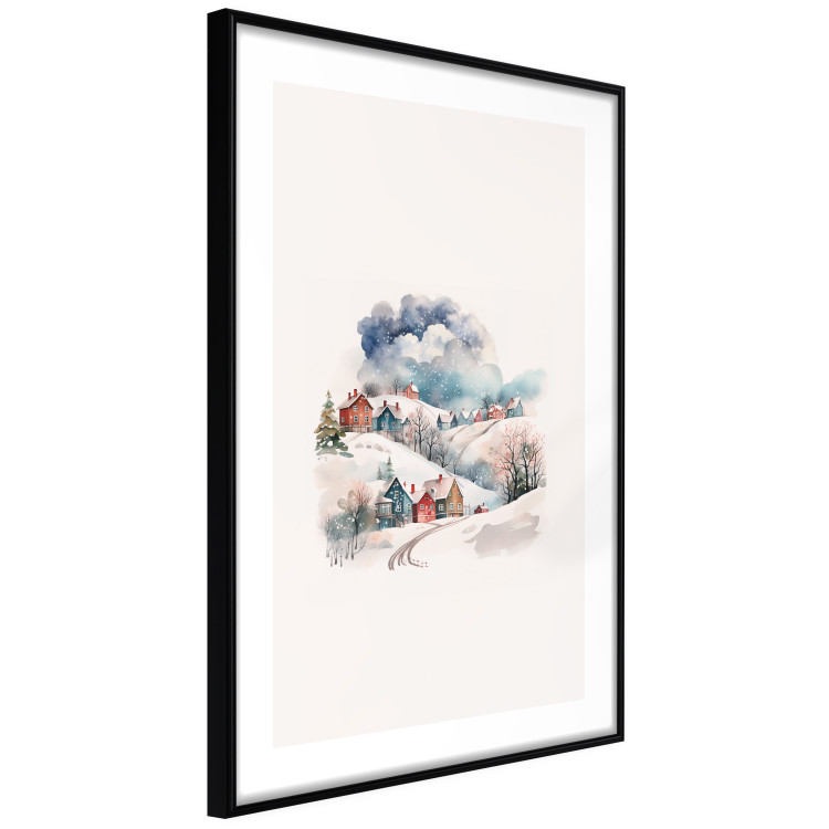 Poster Christmas Village - Watercolor Illustration of a Winter Landscape 151715 additionalImage 6