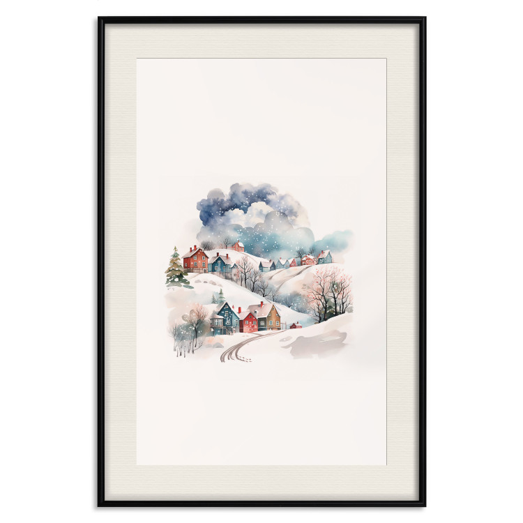 Poster Christmas Village - Watercolor Illustration of a Winter Landscape 151715 additionalImage 26