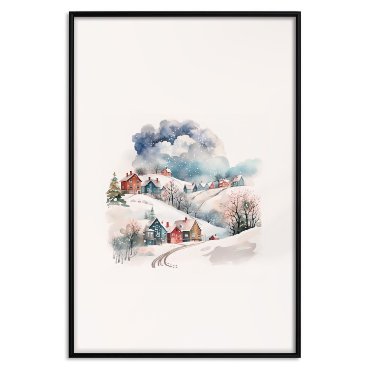 Poster Christmas Village - Watercolor Illustration of a Winter Landscape 151715 additionalImage 21