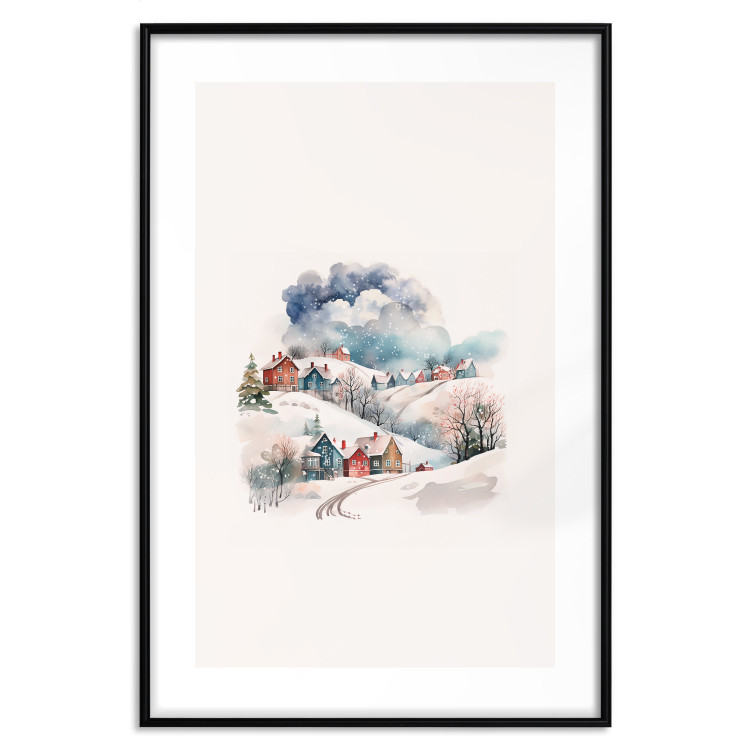 Poster Christmas Village - Watercolor Illustration of a Winter Landscape 151715 additionalImage 24