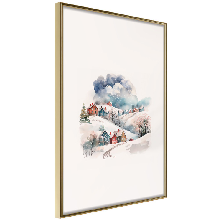 Poster Christmas Village - Watercolor Illustration of a Winter Landscape 151715 additionalImage 5