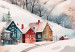 Poster Christmas Village - Watercolor Illustration of a Winter Landscape 151715 additionalThumb 2