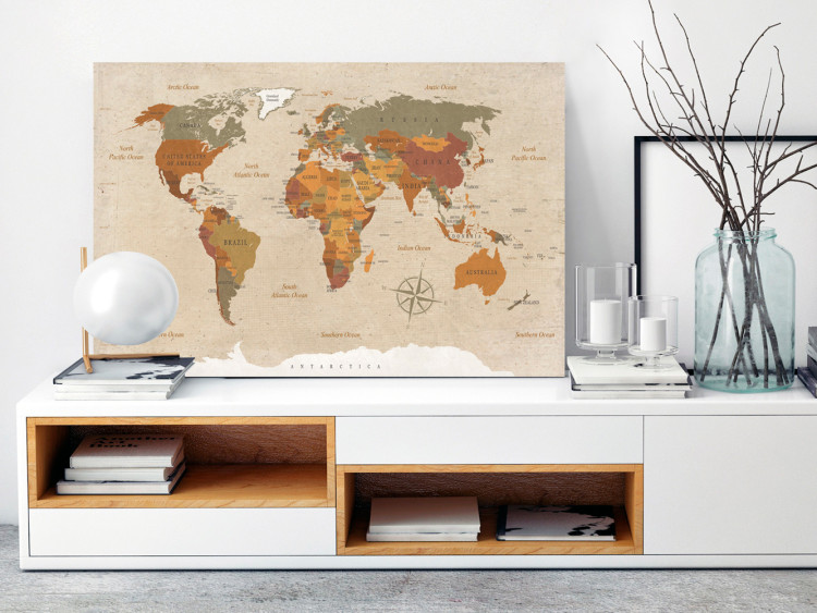 Large canvas print World Map: Beige Chic [Large Format] 151915 additionalImage 5