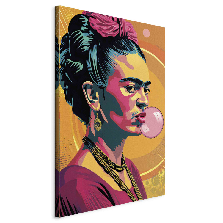 Large canvas print Frida Kahlo - Portrait of a Woman With Bubble Gum in Pop-Art Style [Large Format] 152215 additionalImage 2