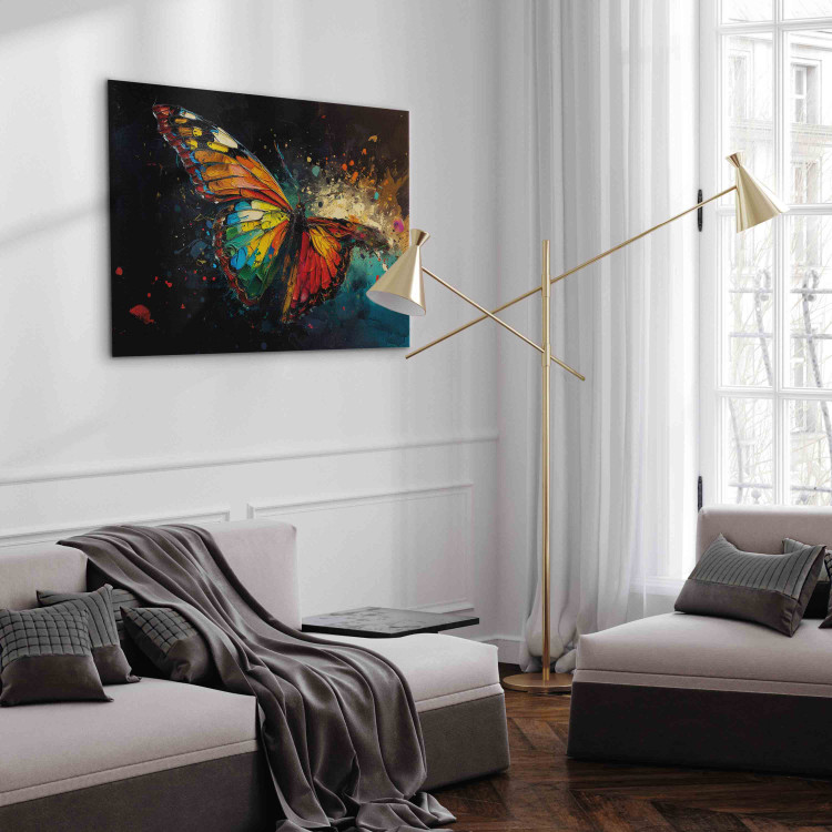 Canvas Print Colorful Butterfly - Composition With Insect With Visible Paint Texture 159515 additionalImage 5