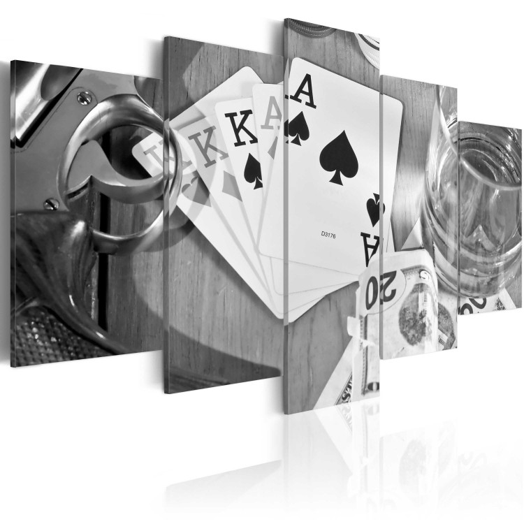 Canvas Art Print Poker night - black and white 59015 additionalImage 2