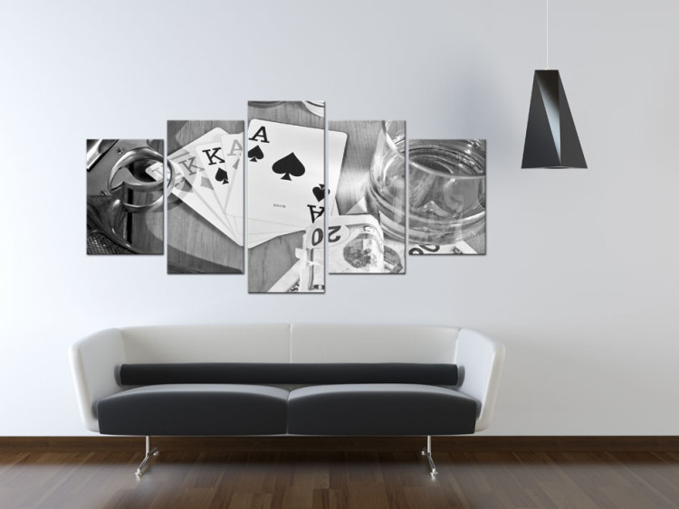 Canvas Art Print Poker night - black and white 59015 additionalImage 3