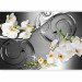 Wall Mural Expectation - white orchid flowers with ornaments on a silver background 59715 additionalThumb 1