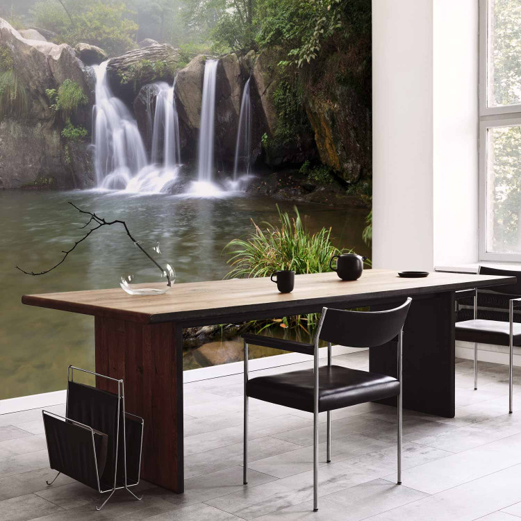 Wall Mural Flowing Waterfalls - Lake Landscape in the Forest with Rocky Cascade 60015 additionalImage 7