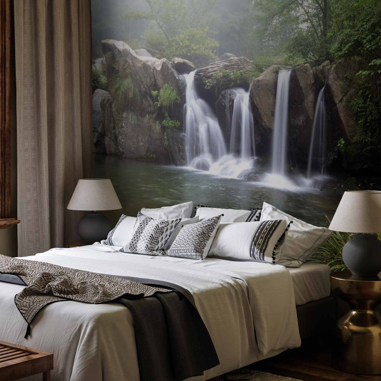 Wall Mural Flowing Waterfalls - Lake Landscape in the Forest with Rocky Cascade 60015 additionalImage 2