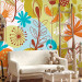 Photo Wallpaper Abstraction - Drawing of Plants on Colorful Background with Irregular Pattern 60815 additionalThumb 5
