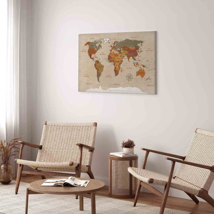 Canvas Print World Map: Beige Chic 91915 additionalImage 9