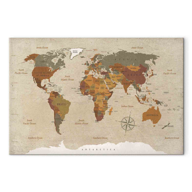 Canvas Print World Map: Beige Chic 91915