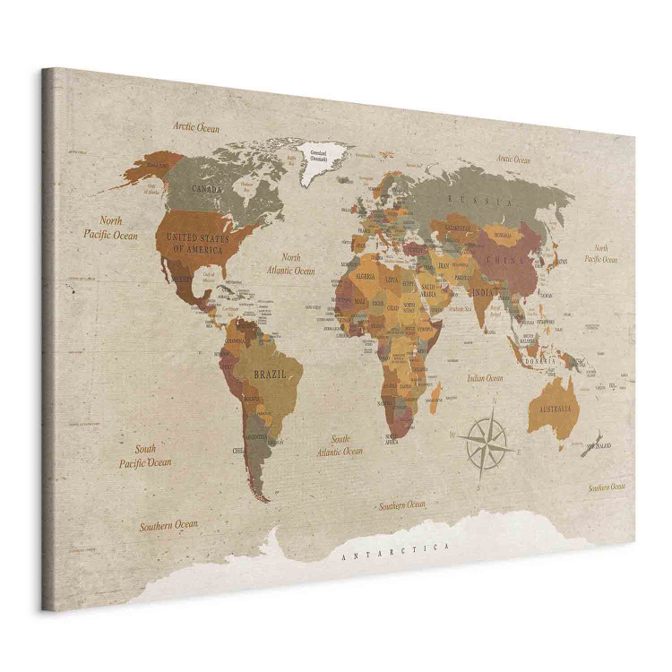 Canvas Print World Map: Beige Chic 91915 additionalImage 2