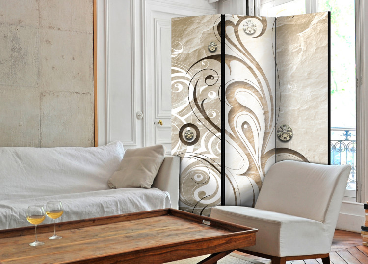 Folding Screen Stone Butterfly - abstract golden ornaments in baroque style 95315 additionalImage 4