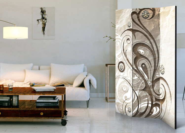 Folding Screen Stone Butterfly - abstract golden ornaments in baroque style 95315 additionalImage 2