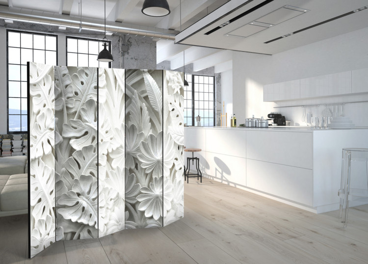 Room Divider Alabaster Garden II - white stone texture with a plant motif 95415 additionalImage 2