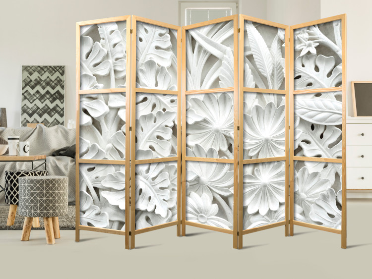 Room Divider Alabaster Garden II - white stone texture with a plant motif 95415 additionalImage 6