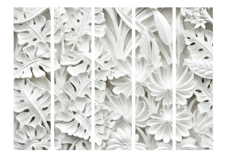 Room Divider Alabaster Garden II - white stone texture with a plant motif 95415 additionalImage 3