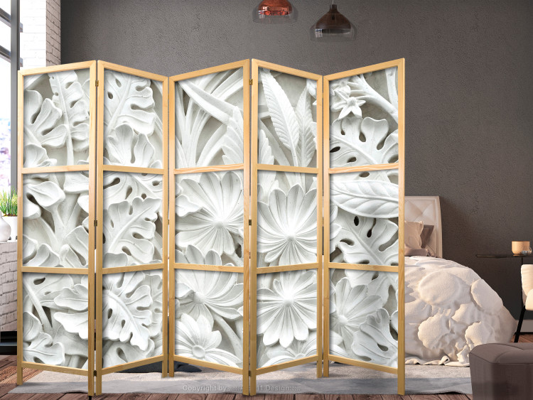 Room Divider Alabaster Garden II - white stone texture with a plant motif 95415 additionalImage 8